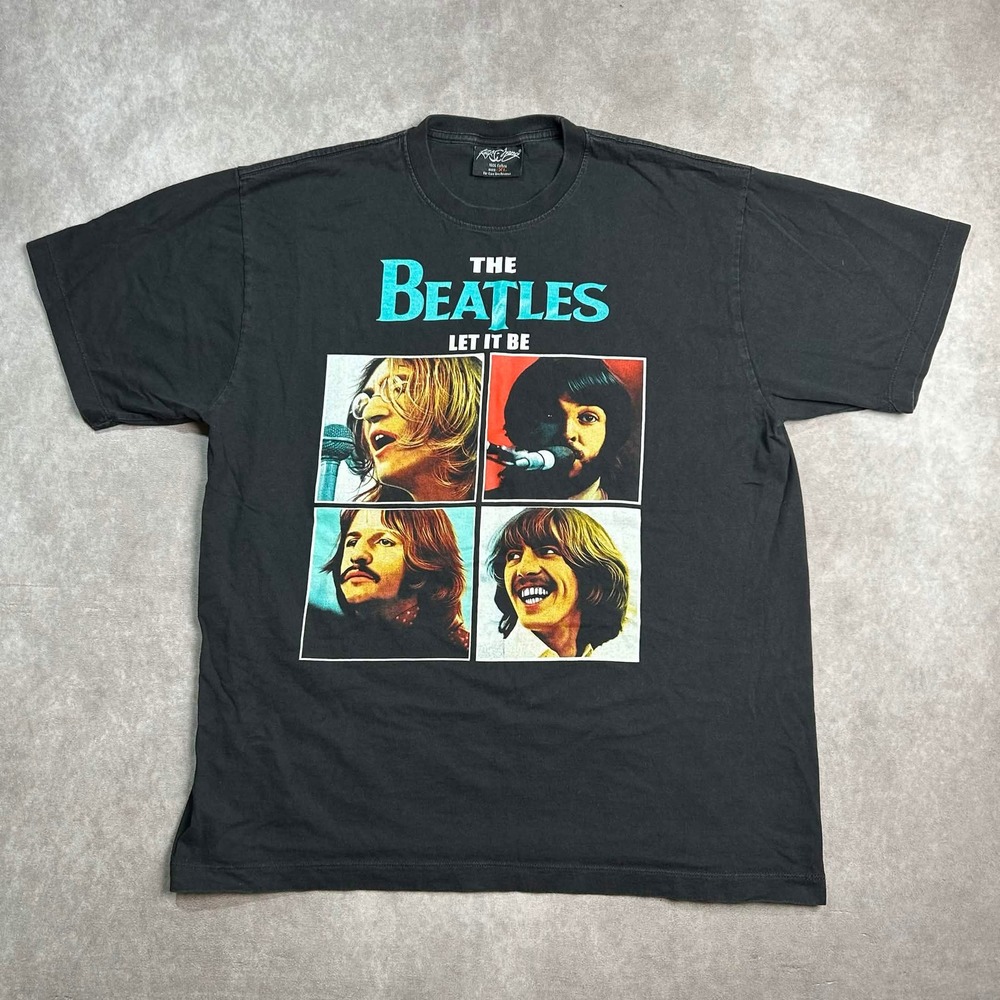 The Beatles Let It Be Rock Chang Graphic T-Shirt Mens XL Black Music Tee